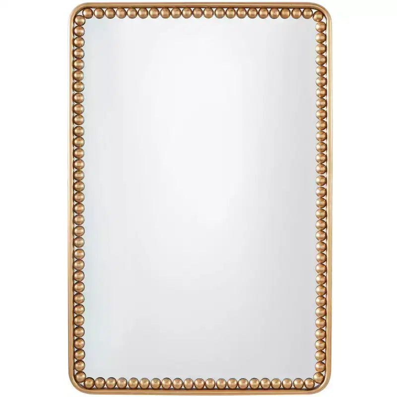 36"x24" Metal Wall Mirror with Beaded Detailing Gold - Olivia & May: Modern Rectangular Decorative Mirror No Assembly Required
