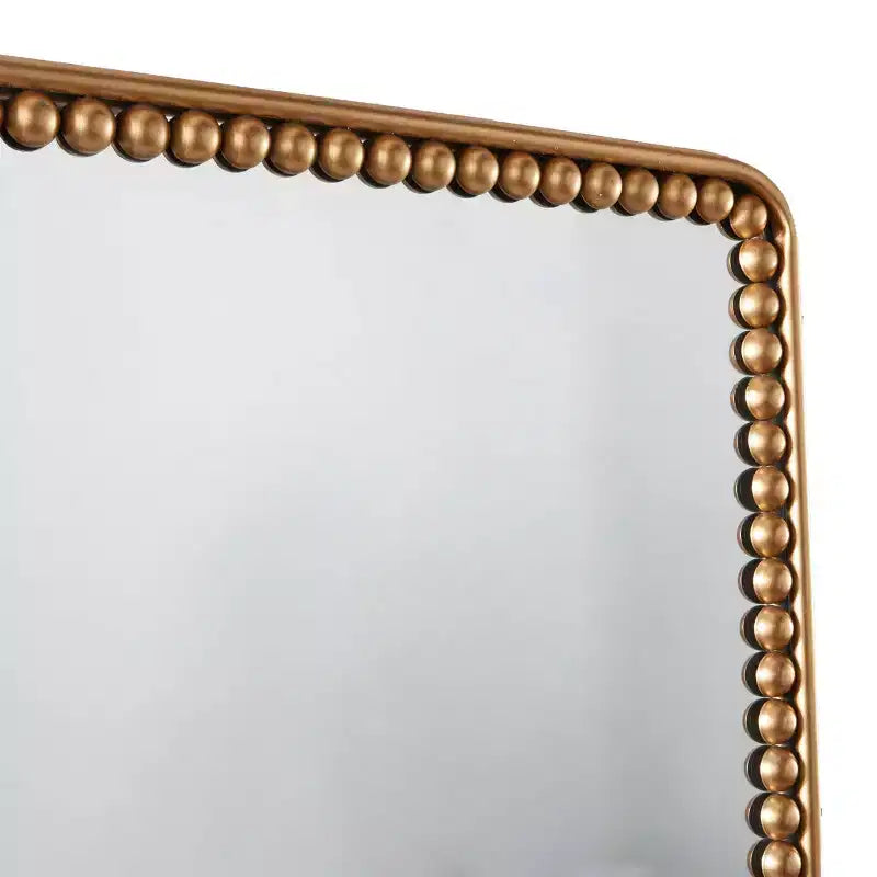 Miroir mural en métal avec détails perlés doré rectangulaire moderne décoratif