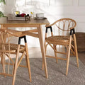 Tabouret de bar en rotin hauteur comptoir marron/noir naturel : Bohème fait main