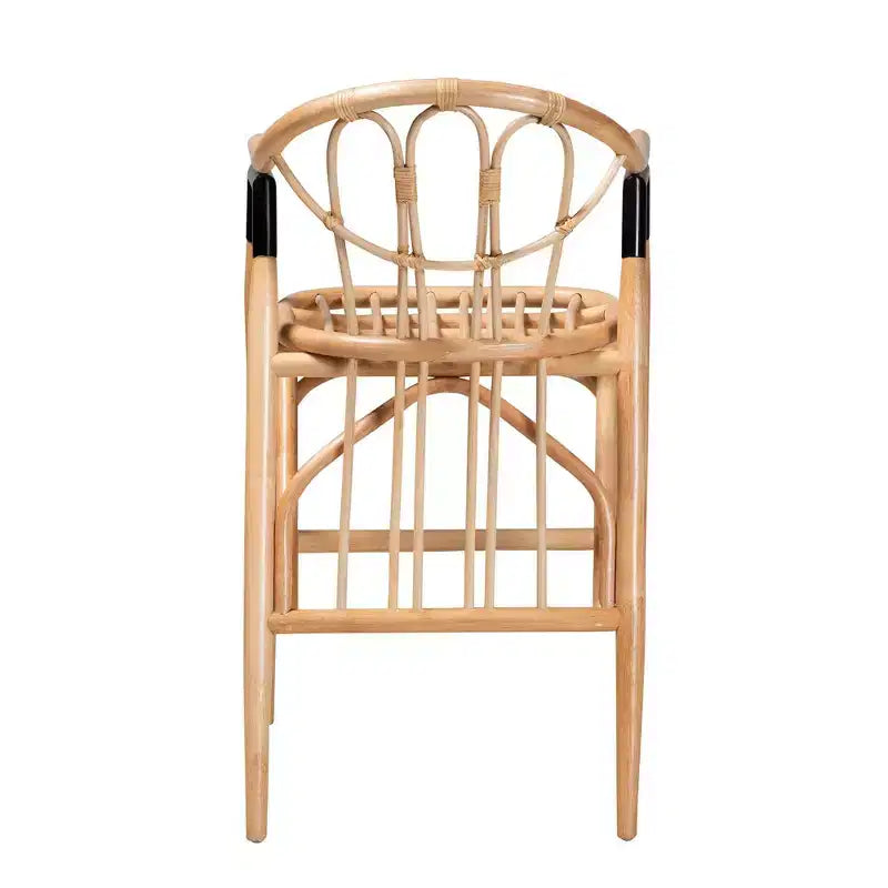 Tabouret de bar en rotin hauteur comptoir marron/noir naturel : Bohème fait main