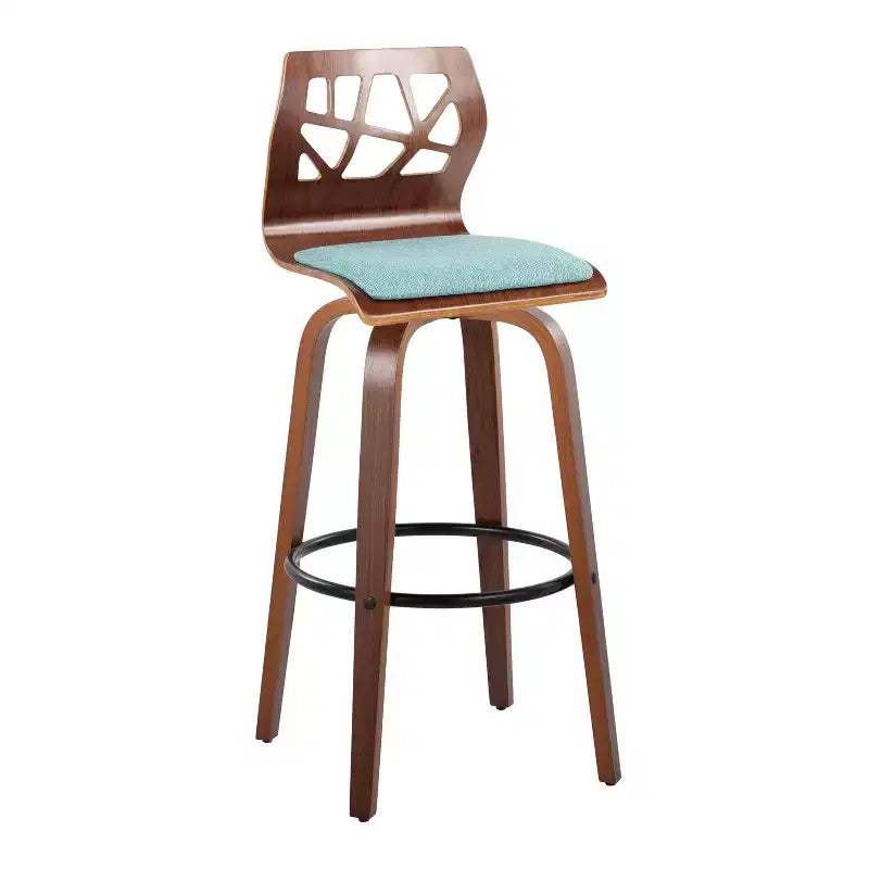 Tabourets de bar Noyer/Noir/Sarcelle Pivotants Rembourrés Bois Style Mid-Century Modern