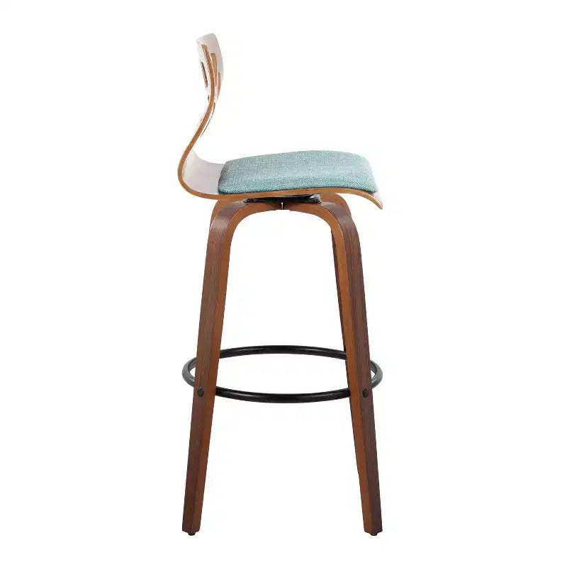 Tabourets de bar Noyer/Noir/Sarcelle Pivotants Rembourrés Bois Style Mid-Century Modern