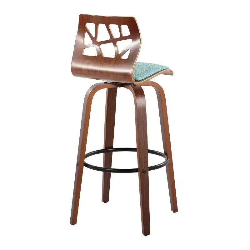 Tabourets de bar Noyer/Noir/Sarcelle Pivotants Rembourrés Bois Style Mid-Century Modern