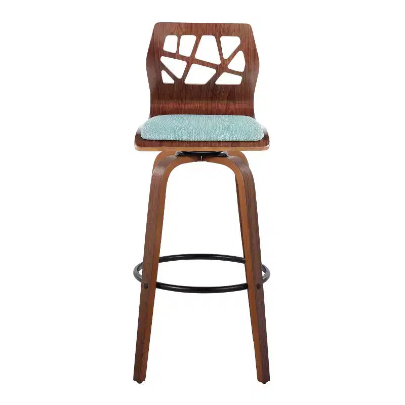 Tabourets de bar Noyer/Noir/Sarcelle Pivotants Rembourrés Bois Style Mid-Century Modern