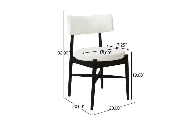 Chaises de salle à manger modernes en bois d'hévéa et mélange de lin - Beige/Noir