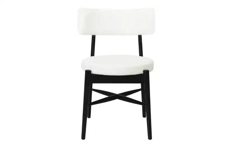 Chaises de salle à manger modernes en bois d'hévéa et mélange de lin - Beige/Noir
