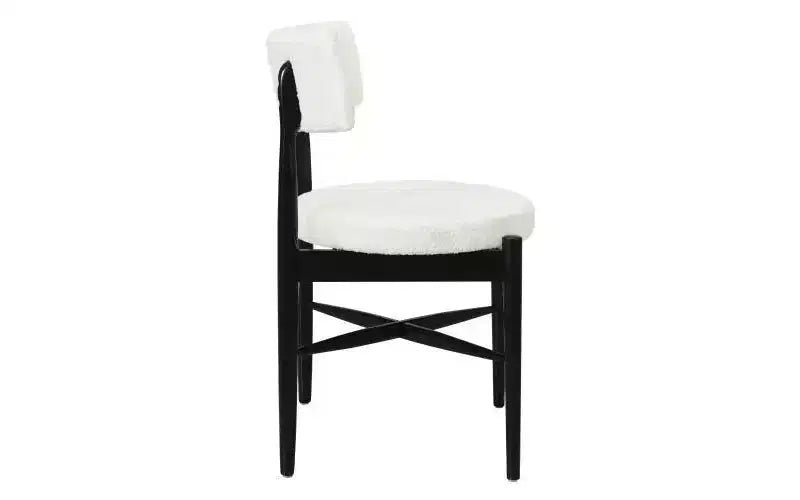 Chaises de salle à manger modernes en bois d'hévéa et mélange de lin - Beige/Noir