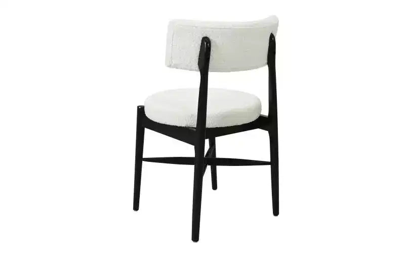 Chaises de salle à manger modernes en bois d'hévéa et mélange de lin - Beige/Noir