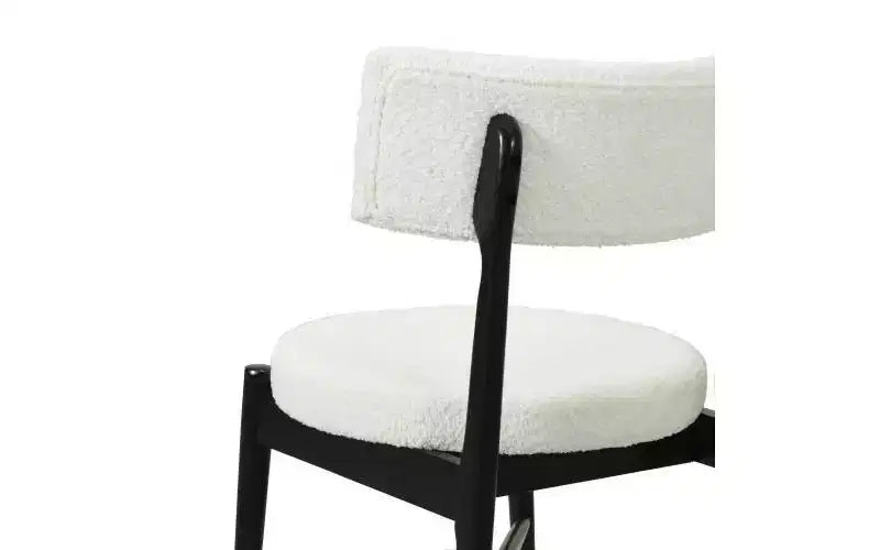 Chaises de salle à manger modernes en bois d'hévéa et mélange de lin - Beige/Noir