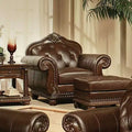 Fauteuil d'appoint en cuir grainé expresso/cerise