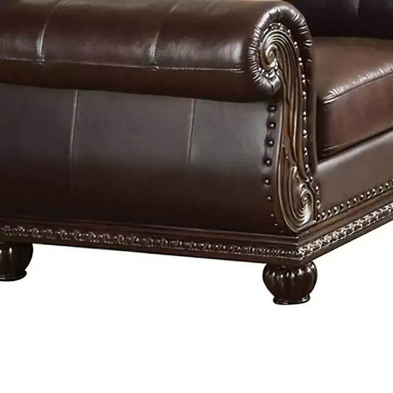 Fauteuil d'appoint en cuir grainé expresso/cerise