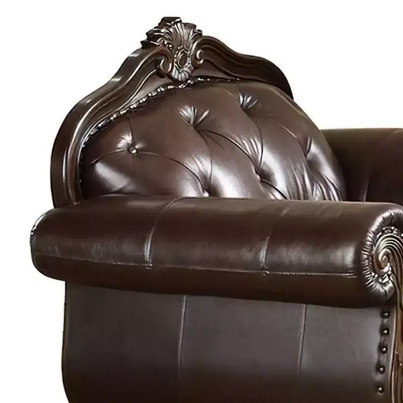 Fauteuil d'appoint en cuir grainé expresso/cerise