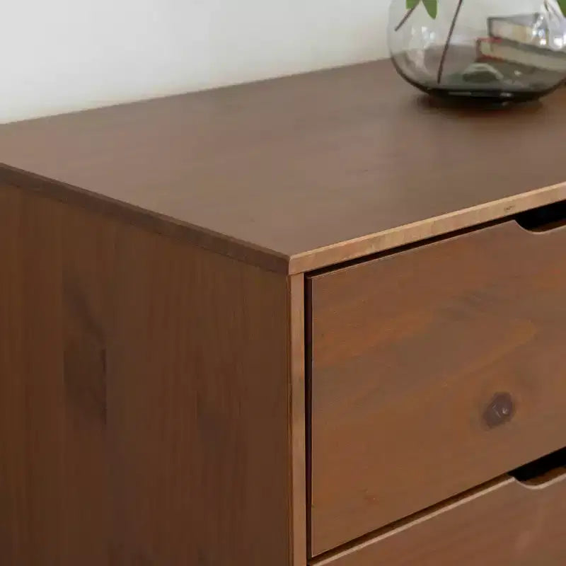 Commode à 6 tiroirs en noyer, bois massif, style Mid-Century Modern : Rangement de chambre