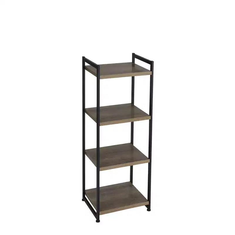Household Essentials 47.2" Jamestown Narrow 4 Shelf Bookshelf Black: Metal Frame Adult Assembly Required