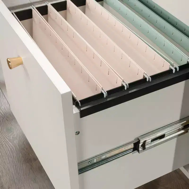 Bureau d'angle blanc avec plateau en verre