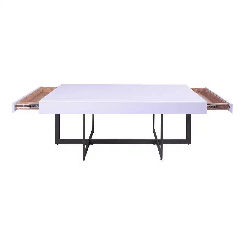 Table basse rectangulaire avec tiroirs Blanche
