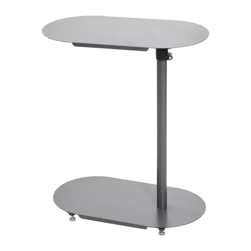 Storied Home Modern Adjustable C-Shaped End Accent Table Gray: Sleek Side Sofa Table Steel Frame & Top