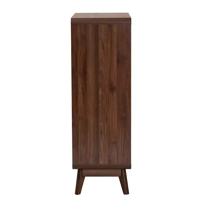 Commode de rangement 5 tiroirs en bois Noyer/Or