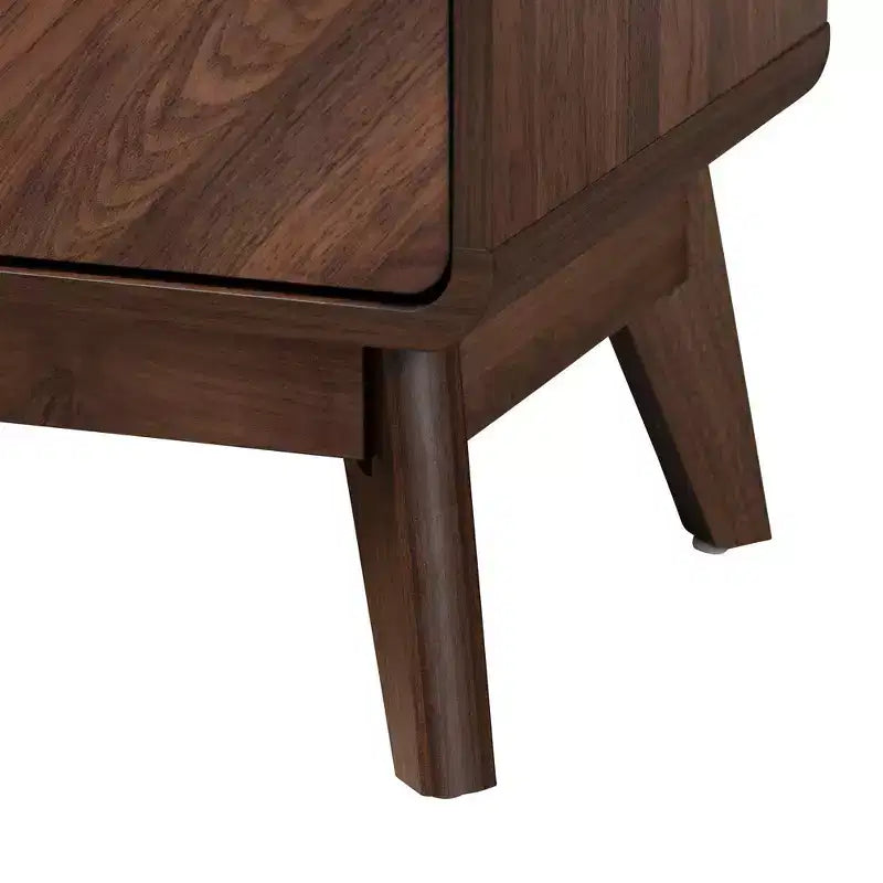 Commode de rangement 5 tiroirs en bois Noyer/Or