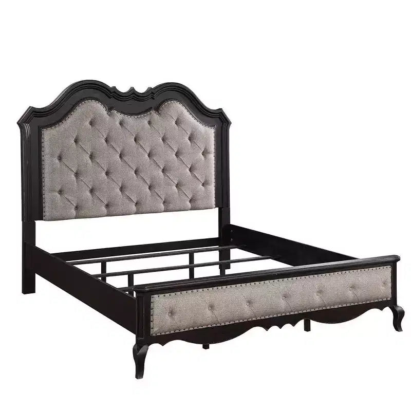 82.5" Eastern King Bed: Chelmsford Beds Nailhead Trim Tufted Headboard - Acme Furniture