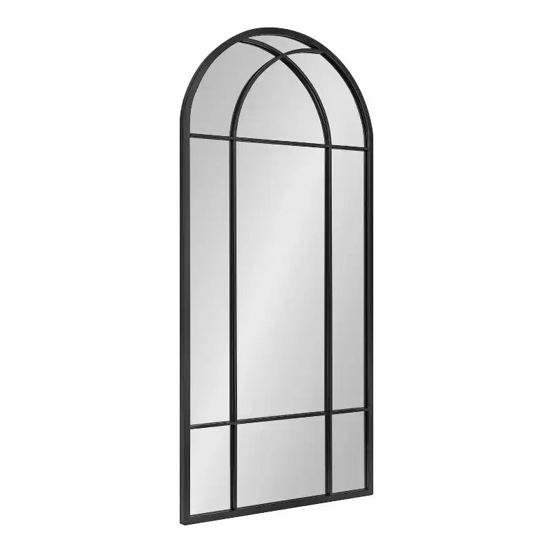 Kate and Laurel Dolbrook Arch Metal Windowpane Mirror 19x40 Black