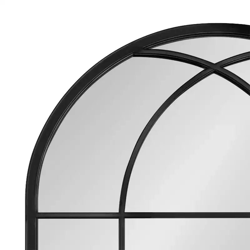 Miroir de fenêtre en métal cintré noir