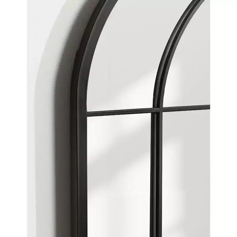 Miroir de fenêtre en métal cintré noir