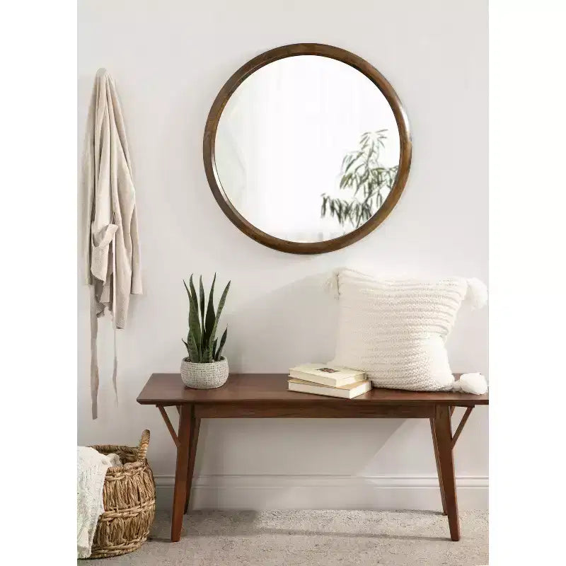 Miroir mural en bois courbé Noyer Brun