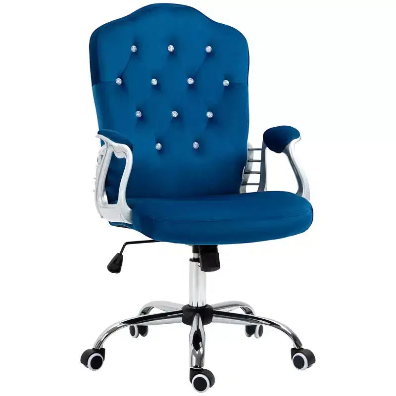 Chaise de bureau à domicile en velours avec capitonnage et boutons
