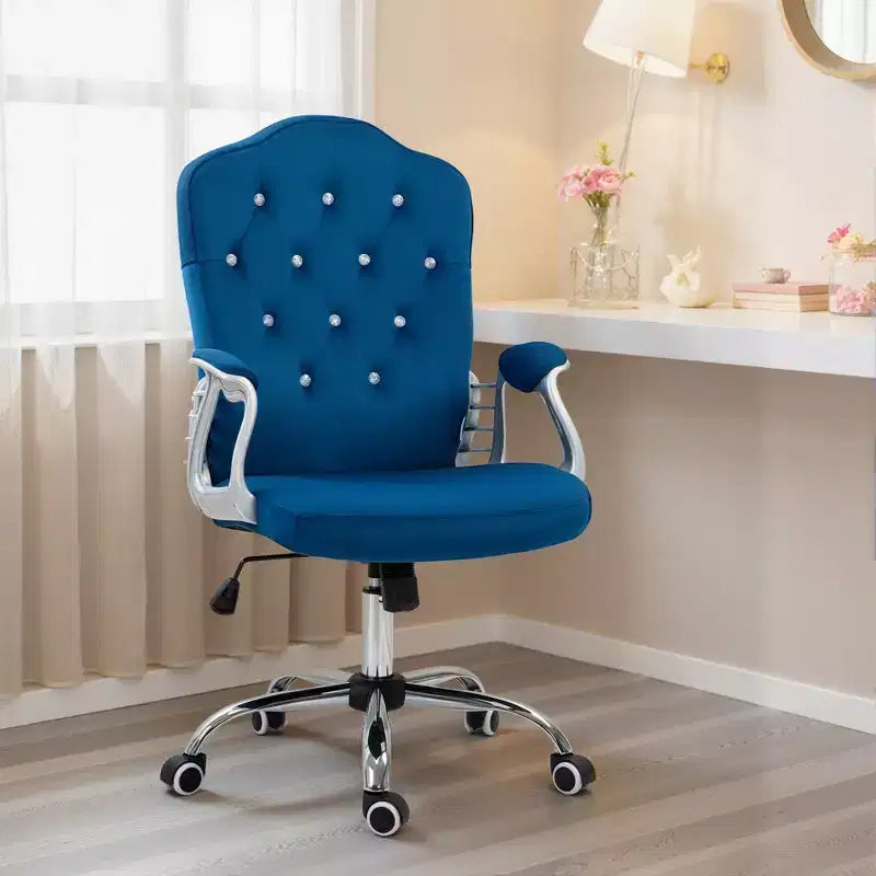 Chaise de bureau à domicile en velours avec capitonnage et boutons
