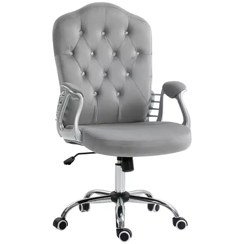 Chaise de bureau à domicile en velours avec capitonnage et boutons