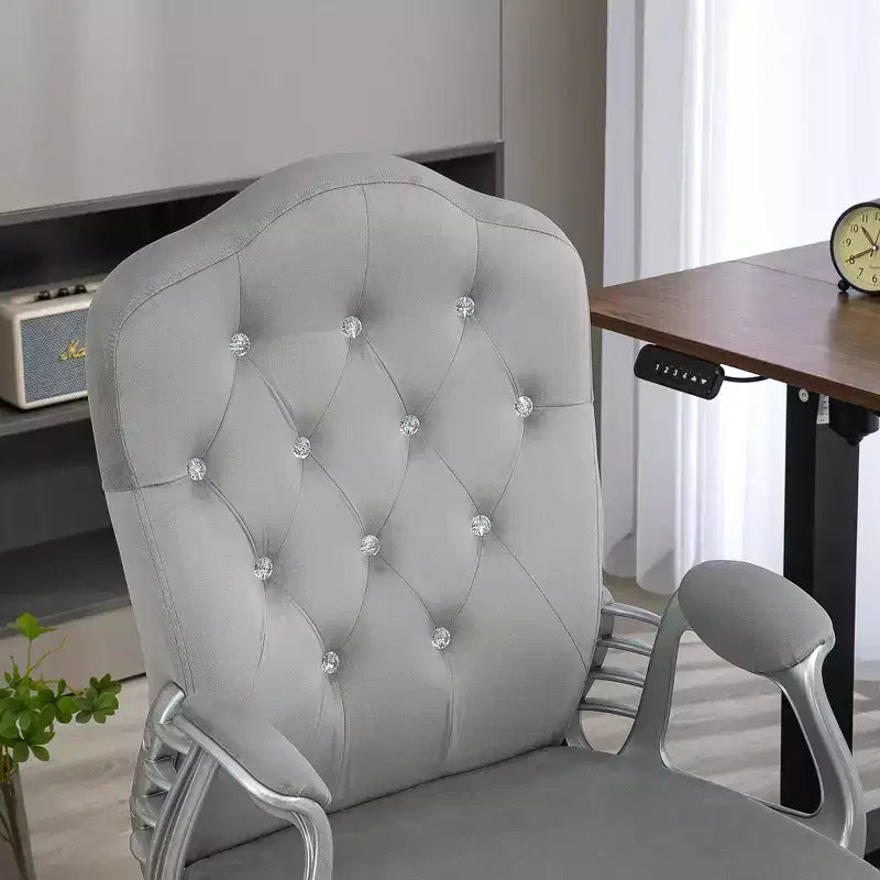 Chaise de bureau à domicile en velours avec capitonnage et boutons