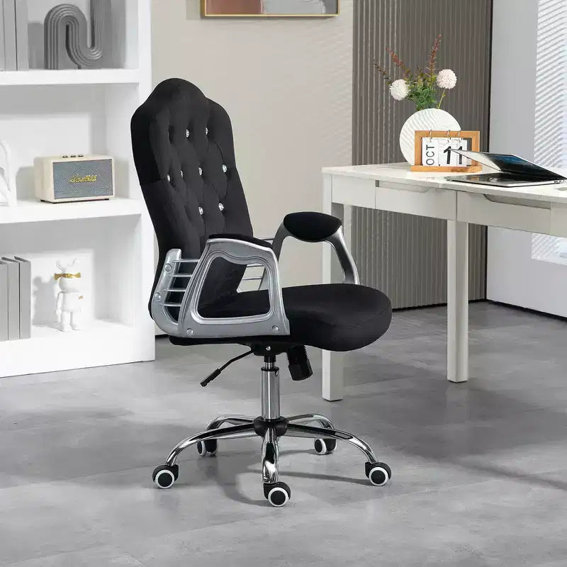 Chaise de bureau à domicile en velours avec capitonnage et boutons