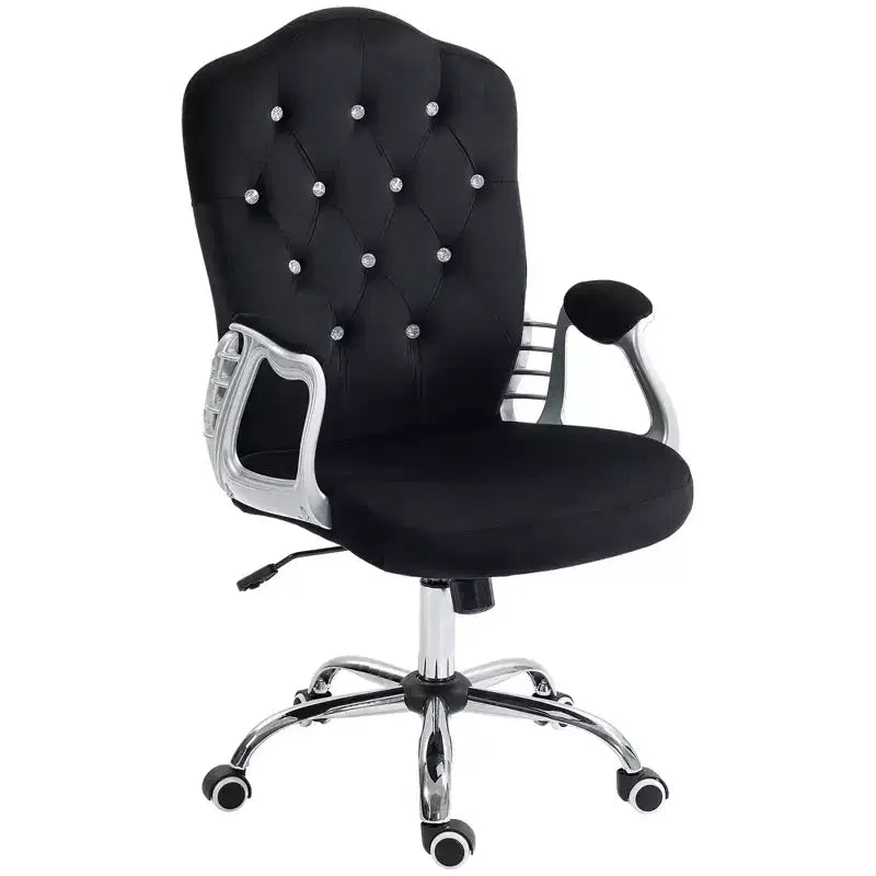 Chaise de bureau à domicile en velours avec capitonnage et boutons