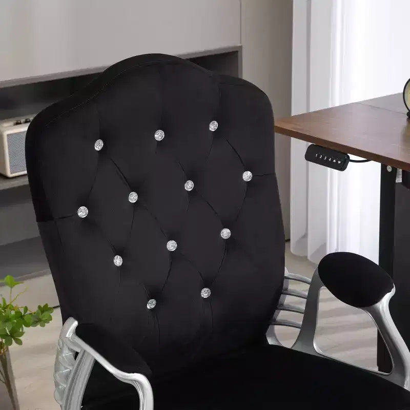 Chaise de bureau à domicile en velours avec capitonnage et boutons