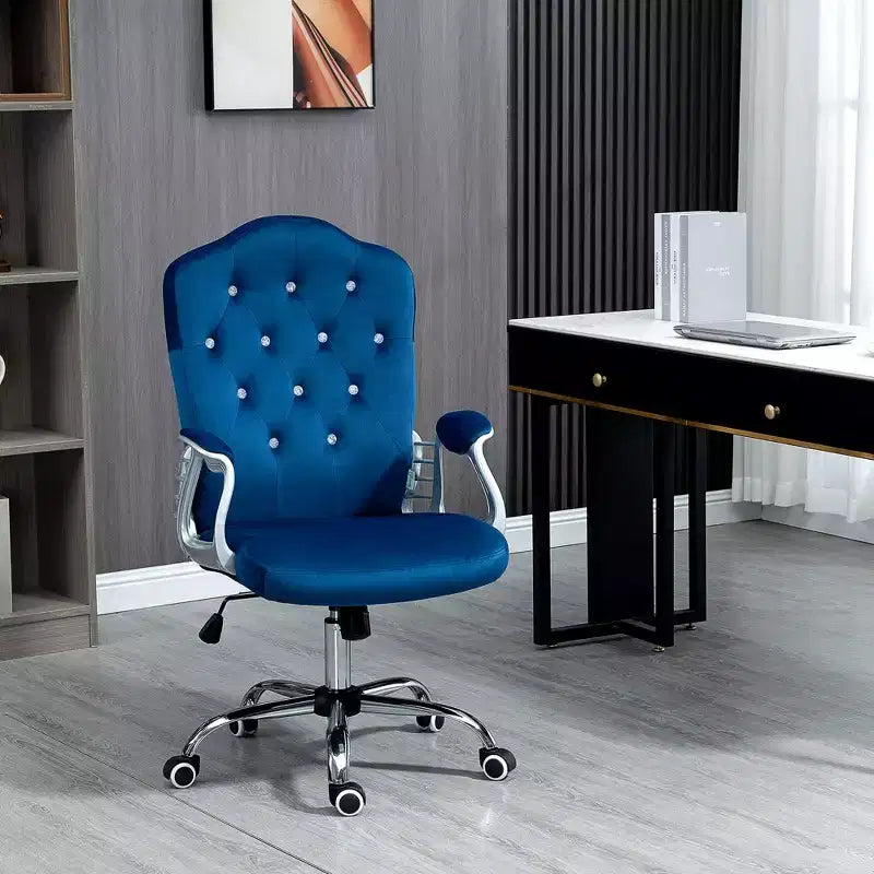 Chaise de bureau à domicile en velours avec capitonnage et boutons