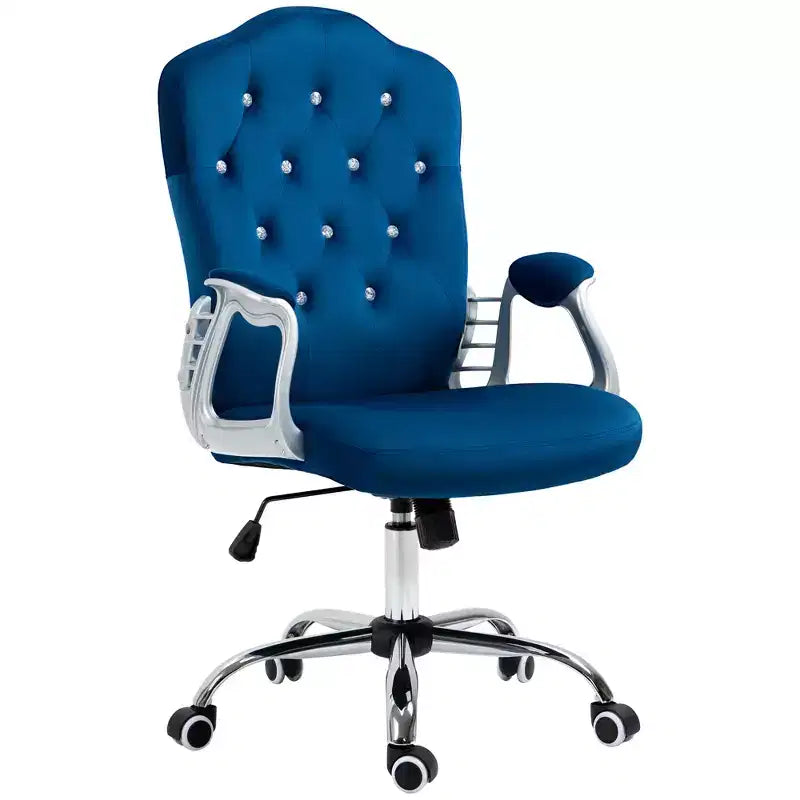 Chaise de bureau à domicile en velours avec capitonnage et boutons