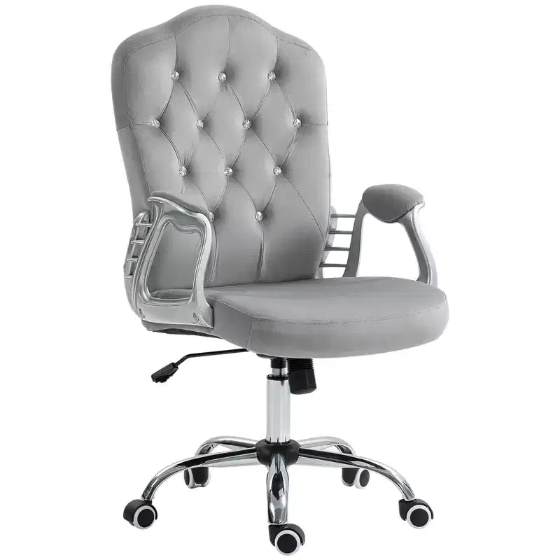 Chaise de bureau à domicile en velours avec capitonnage et boutons