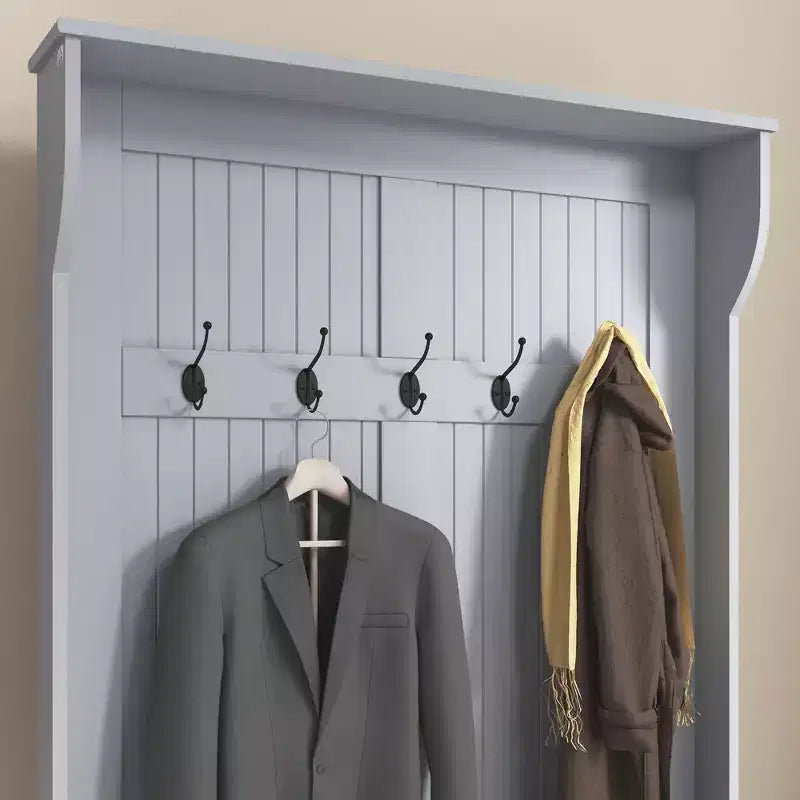 Banc de rangement et portemanteau 3-en-1 avec patère