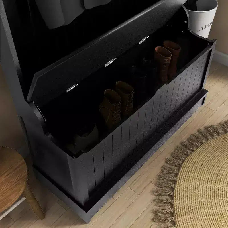 Banc de rangement et portemanteau 3-en-1 avec patère