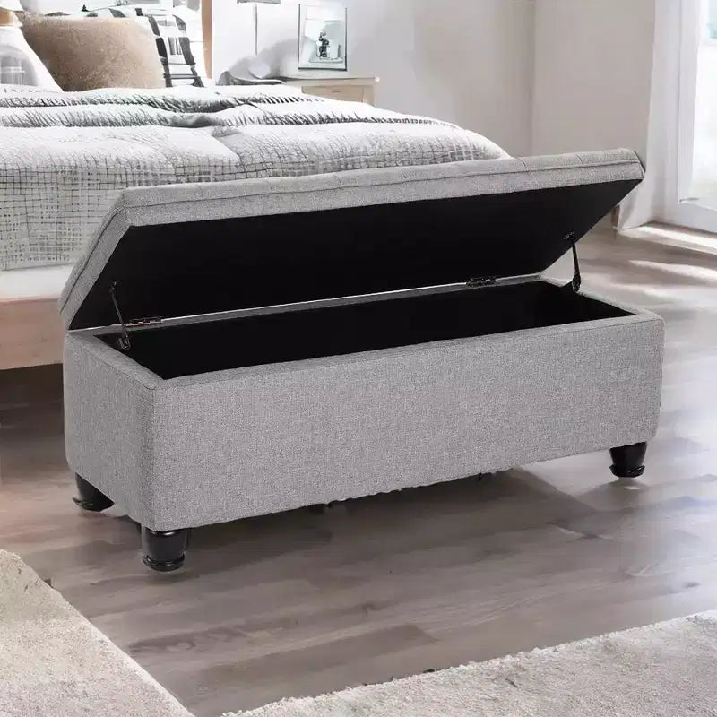 Banc Ottoman de Rangement Long, Tabouret de Bout de Lit avec Rangement, Capacité de Charge Solide