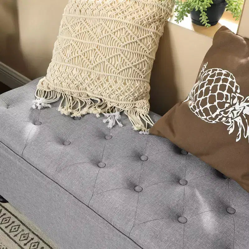 Banc Ottoman de Rangement Long, Tabouret de Bout de Lit avec Rangement, Capacité de Charge Solide