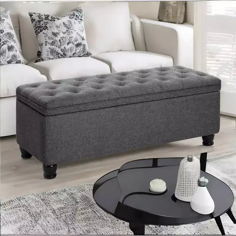 Banc Ottoman de Rangement Long, Tabouret de Bout de Lit avec Rangement, Capacité de Charge Solide