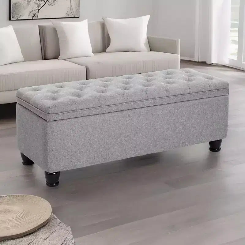 Banc Ottoman de Rangement Long, Tabouret de Bout de Lit avec Rangement, Capacité de Charge Solide