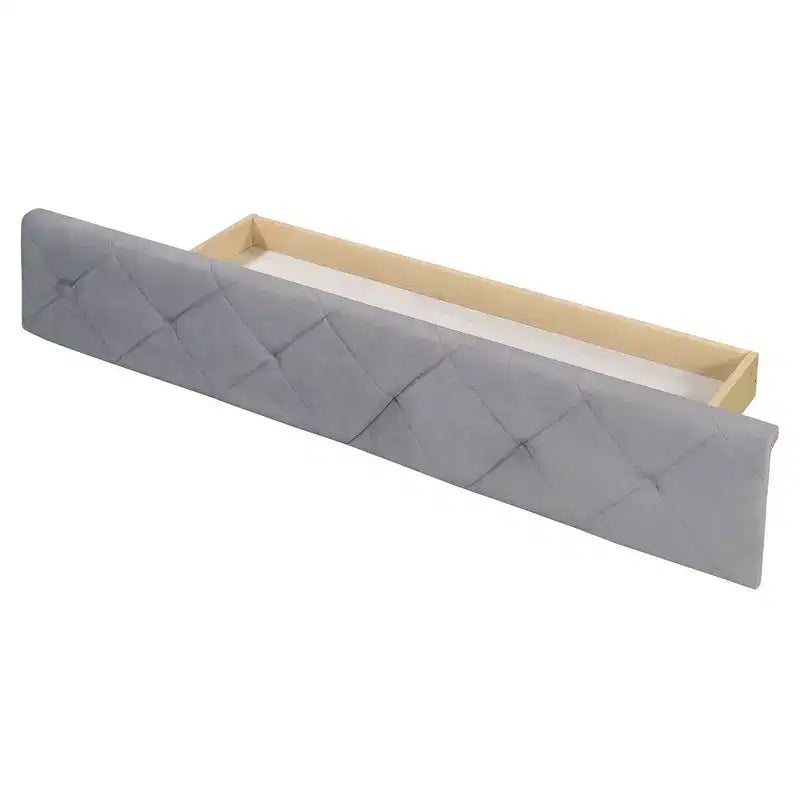 Lit plateforme de rangement capitonné avec tête de lit à oreilles