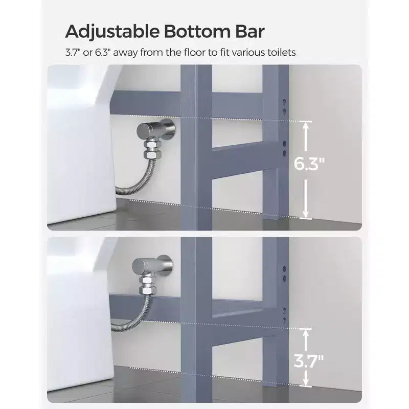 Meuble de rangement 3 niveaux en bambou à poser au-dessus des toilettes