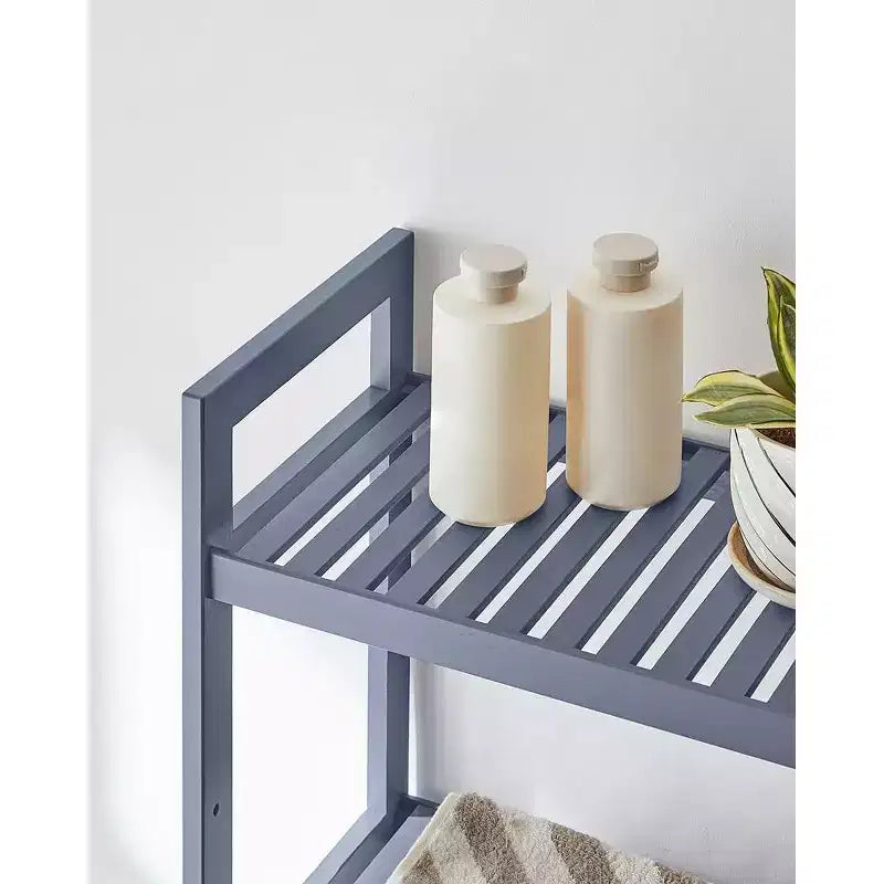 Meuble de rangement 3 niveaux en bambou à poser au-dessus des toilettes