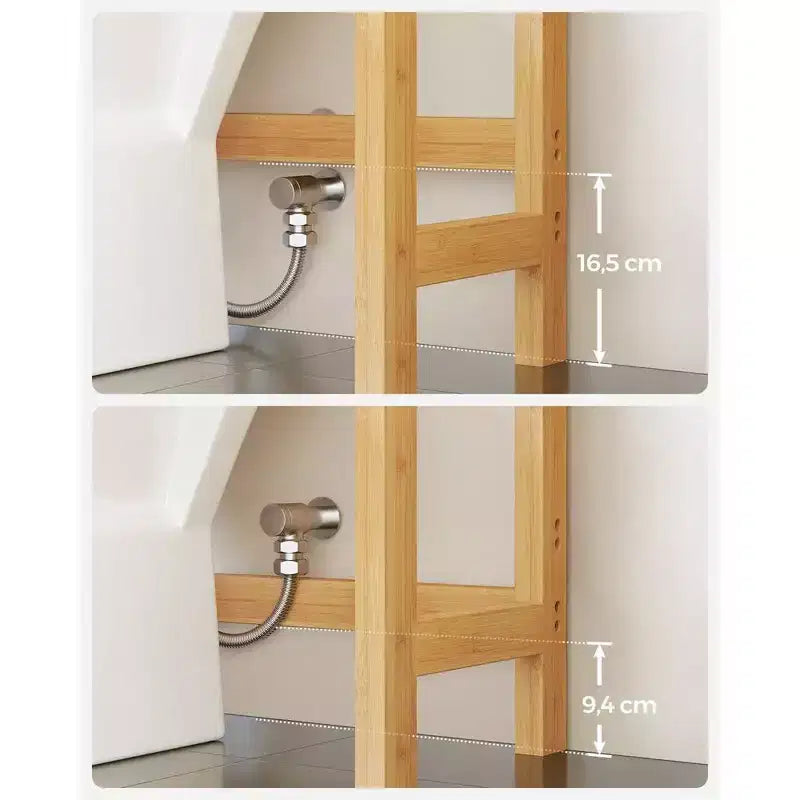 Meuble de rangement 3 niveaux en bambou à poser au-dessus des toilettes