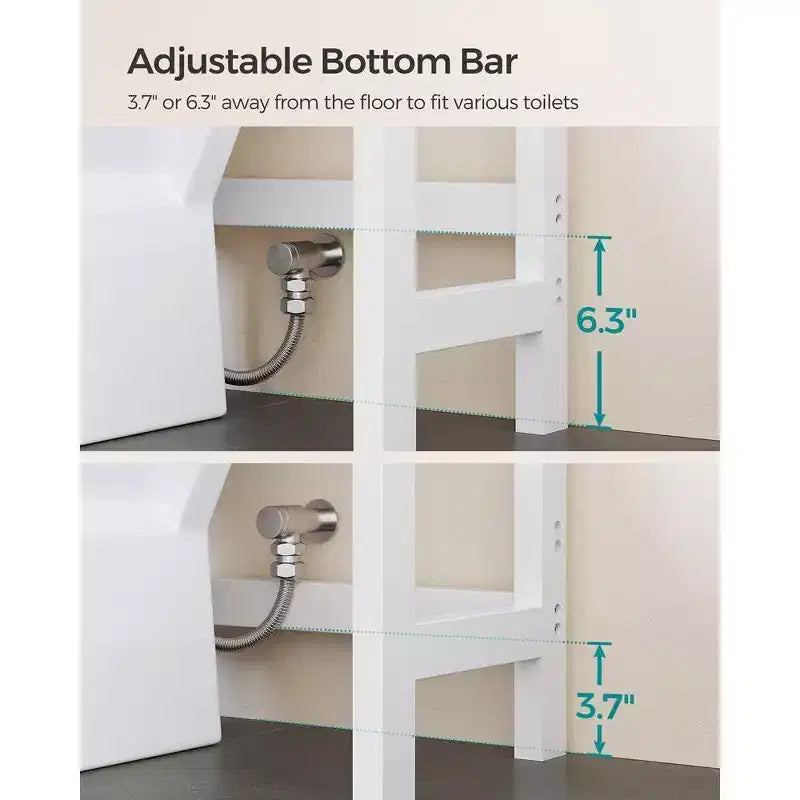 Meuble de rangement 3 niveaux en bambou à poser au-dessus des toilettes