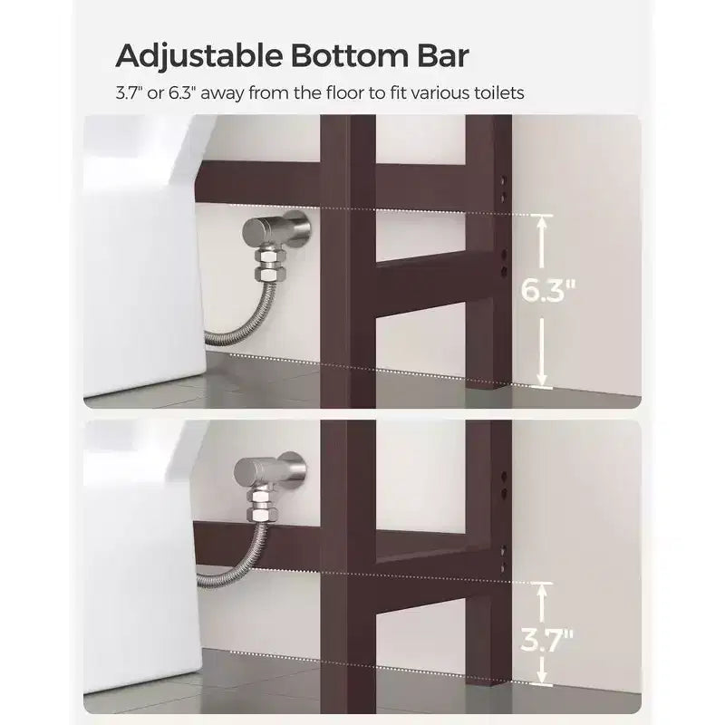Meuble de rangement 3 niveaux en bambou à poser au-dessus des toilettes